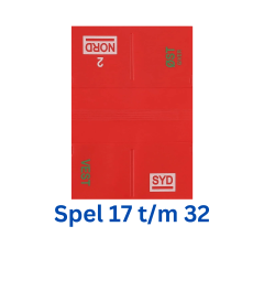 Softboards rood, bestaande uit 16 mapjes in seal, nrs. 17 t/m 32